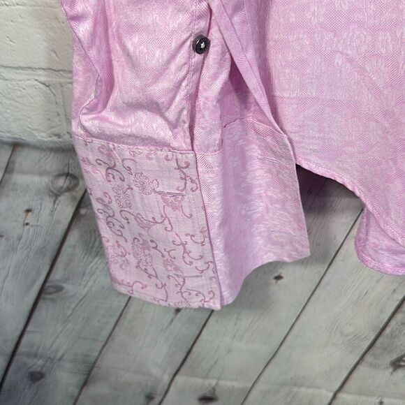 Ted Baker Fashion Pink Floral Cuff Link Dress Shirt size 17.5 - Picture 3 of 11
